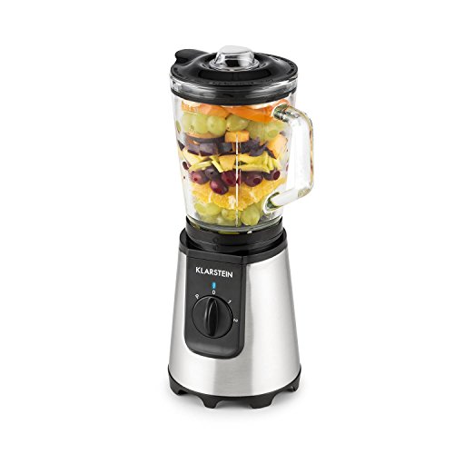 Klarstein • Shiva • Standmixer • Küchenmixer • Smoothiemaker • Blender • 350 Watt • Edelstahlklingen • 0,8 Liter Glaskrug (geschmacksneutral) • 2 Mixerbecher aus Kunsststoff (BPA-frei) • 2 Geschwindigkeitsstufen • Puls Funktion • Verschlussdeckel • schwarz - 5