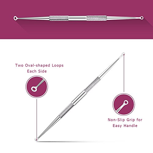 5 Stücke Mitesserentferner -Komedonenquetscher Set Aus Edelstahl+Kostenlos Benutzerhandbuch – Doppelseitig -Nagelhautschieber Werkzeug Professionell Gesundheit Behandlung für Pickel Whiteheads Akne Extraktoren Risikofrei Glatte Nose Gesicht Haut - 3