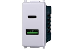 Elektronova Presa USB Type-A+C 5V 3.1A caricatore Bianco compatibile Vimar Plana Caricatore Doppio 3002