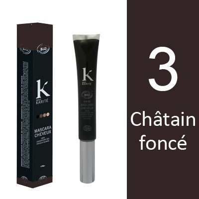 K pour Karité, Organic Hair Mascara (100% white hair covered) n°3 Dark Brown