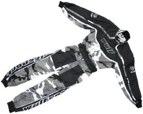 Wulfsport Wulf Cub Kids Quad Overall Racing Jump Suit Camo Design (Junior X-Large, Black/Grey Camo)