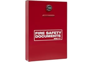 Firechief Slimline Red Metal Document Cabinet with Combination Lock for A4 and A5 Documents - Fire Safety Document Holder - Perfect for Offices, Public Buildings, and Commercial Premises - DHS3 Model