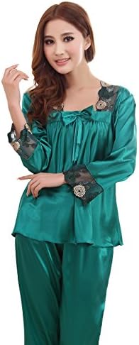 FAPIR Womens Satin Silk Long Sleeve Sleepwear Nightwear Pajama Set