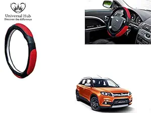 Universal Hub- Ring Type Car Steering Wheel Cover (Ultimate Black Red) for - Vitara Brezza