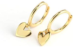 IMINI Cute Heart Love Dangle Drop Cartilage Small Huggie Hoop Earrings For Women Girls Minimalist S925 Sterling Silver Charm Dangling Cuff Sleeper Hoops Dainty Hypoallergenic Jewelry Gifts for Her