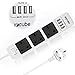 Price comparison product image Power Strips with USB ports 3 Way Outlets 4 USB Ports Surge Protection Power Strip Universal Power Socket with 2 Meter Bold Extension cord With Fuse and Shutter Extension Lead
