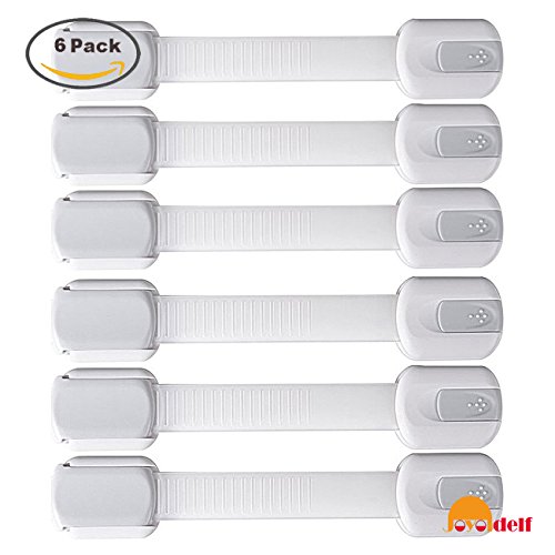 Joyoldelf Child Safety Locks - Blulu Latches for Cupboard, Drawer (6 Pack, White)