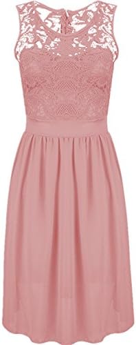 Monissy 2017 Women's Sleeveless Lace Chiffon Stitching Elegant Fashion Dress