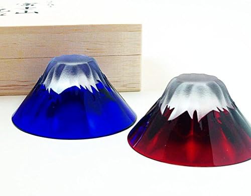 Made in Japan High-Quality Edo Glass Fujisan (Mt. Fuji) Pair Sake Cup