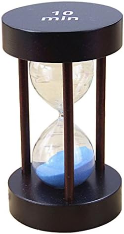 HorBous Exquisite Round Wooden 3 Min / 5 Min / 10 Min / 15 Min / 30 Min / 60 Min Hourglass Sand Glass Sand Clock Timer Gift Set Kit (Random sand color) (10 min)