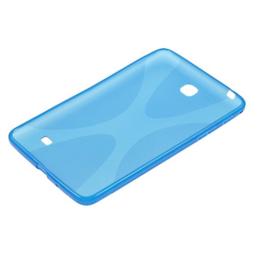 PhoneNatic Case für Samsung Galaxy Tab 4 7.0 Hülle Silikon blau X-Style Cover Galaxy Tab 4 7.0 Tasche + 2 Schutzfolien - 4