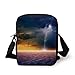 Produktbild Lake House Decor,Apocalyptic Sky View End of The World Majestic Mystic Sky Solar and Flames Image,Orange Blue Print Kids Crossbody Messenger Bag Purse
