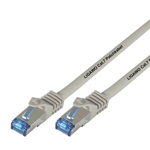 Ligawo ® Patchkabel Cat.7 S-FTP PiMF RJ45 Cat6A Stecker für Geräte mit Netzwerk / Internet Anschluss Grau A5 - 3m