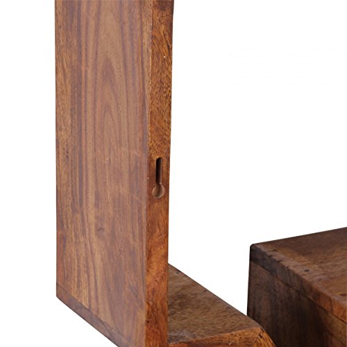 FineBuy 2er Set Wandregale Massiv-Holz Sheesham Holz-Regal Landhaus-Stil Hängeregal Echt-Holz Design Wand-Board Natur-Produkt Wandkonsole dunkel-braun unbehandelt Regale zum Aufhängen Unikat Ablage - 8