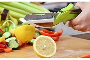 CUCUBA Cutter Coltello e Forbice da Cucina 6 funzioni in 1 con Tagliere Incorporato
