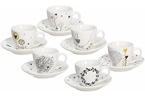 Tognana IR685345563 Iris Goldy SERV. Café 6 Unidades C/P, Porcelana de Ceniza de Hueso, Color Blanco