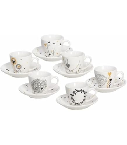 Esclusivo set da 6 tazzine Caffè Borbone con piattino blu