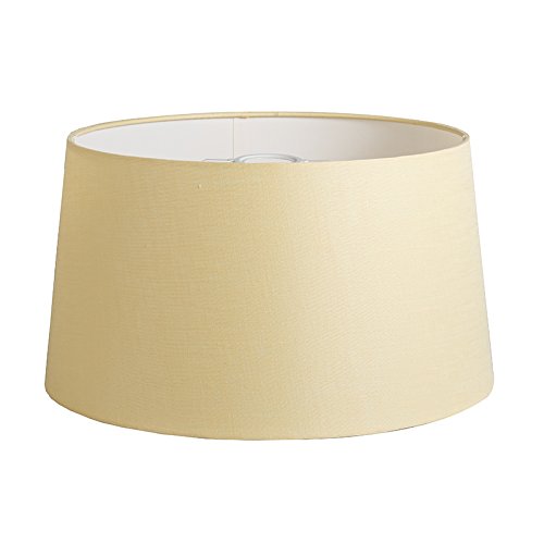 QAZQA Leinen Lampenschirm 40cm rund DS E27 leinen creme , Rund konisch Schirm Pendelleuchte, Schirm Stehleuchte,