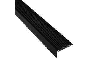 Vivol Perfil de borde de escalera – Negro – Aluminio con goma – 42 x 22 x 1000 mm – 1 pieza