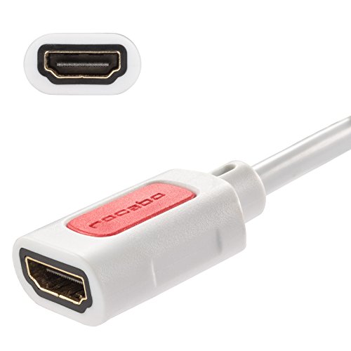 rocabo 1287 HDMI High Speed Verlängerungskabel mit Ethernet, 4k ULTRA-HD kompatibel (2160p/1080p FULL-HD – 3D/ARC/CEC) für TV, DVD, Beamer, Blu-Ray, Spielekonsolen, vergoldete Kontakte, 0,50m, weiß - 6