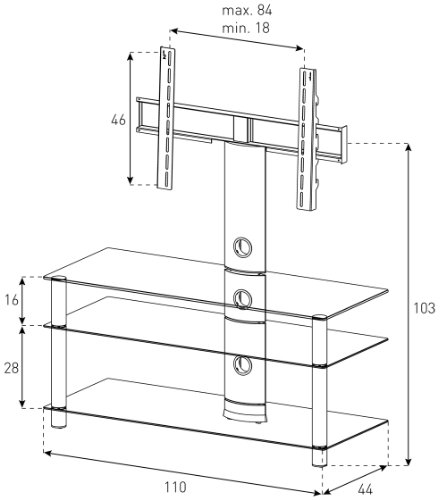 Obtener Elbe NEO-1103-C-SLV - Mueble soporte para TV horizontal, 110 x
103 x 44 cm, color cristal y plata Especial