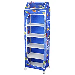 Little Ones | 6 Plastic Shelves Foldable Baby Storage Box (Made in India), Unbreakable Material, (Steel Structure)| Aquatic Blue | H6/FB