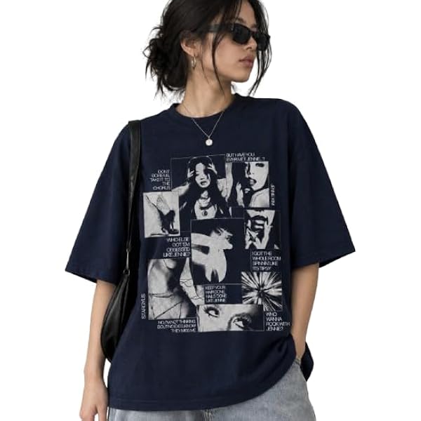 Buy Ketcozyclub Black Jennie Graphic Print Oversized Black T-Shirt