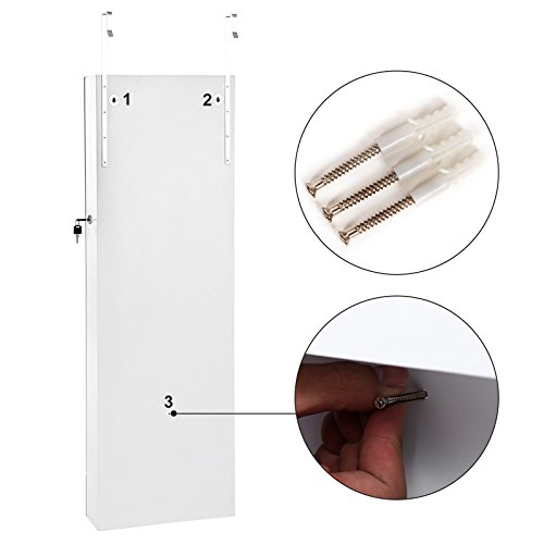 Songmics Schmuckschrank Türmontage / Wandmontage mit LED Beleuchtung weiß JBC28W - 6