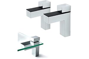 awen - 2 soportes ajustables para estantes flotantes de madera / vidrio, montaje en pared, cromo pulido