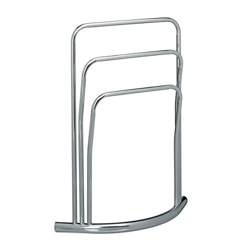 Relaxdays Handtuchständer CURVY mit 3 Handtuchstangen HxBxT: ca. 85 x 66 x 20 cm frei stehender Handtuchhalter aus Metall in Edelstahl-Optik als kleiner Herrendiener oder Kleiderständer im Bad, silber - 3