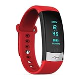 TOOGOO Intelligentes Sport ECG Armband Wasserdichtes Herzfrequenz Farbdisplay Ip67 Wasserdicht Für Android Und Ios Smart Silikon Armband Uhr (Rot)