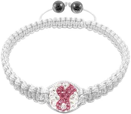 Breast Cancer Care - Tresor Paris Bracelet - White-Pink Crystal - White Cord - Ladies