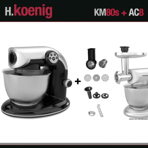 spécifications H.Koenig KM80s Robot Pétrin Multifonctions Noir et AC8 Accessoires pour KM80s