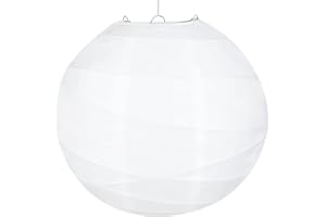 LIHAO Lampion Lantern Abat Jour Papier, Suspension Boule Papier Luminaire Chinoise pour Mariage Fête, Diamètre 30 cm, Blanc(1pc)