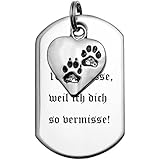 HooAMI DOG TAG Diamant Anhaenger Doppelseitige Polier Hundemarke Haustiere Logo mit GRAVUR,Herz-Haustiertatze