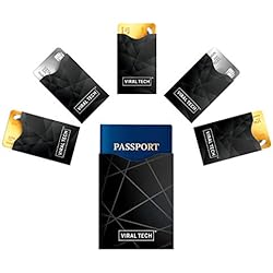 VIRAL TECH Designed in Germany - Étuis Rigide Opaques Premium de Protection Chip RFID et NFC, 5 pour Cartes de Crédit et 1 pour Passeport Homme Femme - Anti Clonage, Démagnétisation y Vol d'Identitè
