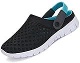  Herren Gartenschuhe Clogs rutschfeste Atmungsaktiv Mesh Hausschuhe Outdoor Pantoletten Damen Sommer Sandalen Freizeit Strand Schuhe Blau 46 EU