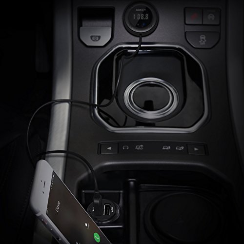 AUKEY Trasmettitore FM Bluetooth 4.1 Radio Transmitter Chiamata in Vivavoce per Auto con Caricatore di 2 Porte USB per Smartphone, Tablet, MP3, ecc (BT-F4)