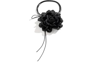 JOCXZI Rose Choker Flower Necklace, Tiaras Lacing Rose, Rose Sash Belt Collar, Hair Band for Women Hat Band (Black), 1 stück (1er Pack), Stainless Steel
