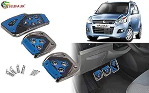 Selifaur - 3 Pcs Blue Non-Slip Manual Car Pedals kit Pad Covers Set for Wagon R 2013