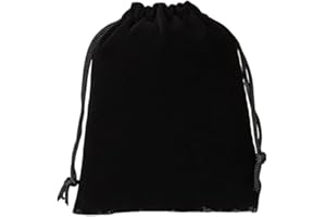 JUFO 12 Pieces Velvet Jewellery Pouches, Multi-Size Drawstring Gift Bags for Jewelry, ID Cards, Passports, Wedding, Party, and Anniversary Packaging(Black, 7x9cm-2.8"x3.5")