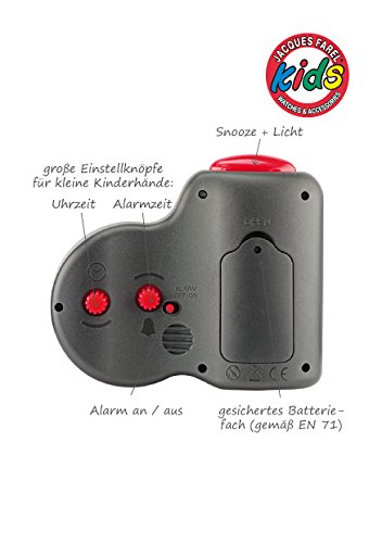 JACQUES FAREL ACB716FO-G Fußball Wecker Junge Kinderwecker Kunststoff Analog Licht Alarm Fußballwecker schwarz - 2