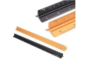 MNIXY 2Pcs Metal Scale Ruler Aluminium Triangular Ruler, 32cm Drafting Ruler for Architects, Engineers : 1:20, 1:25, 1:50, 1:75, 1:100, 1:150; 1:100, 1:200, 1:250, 1:300, 1:400, 1:500