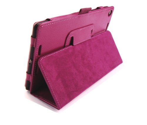 gada – Asus Google Nexus 7 II (2013) – Elegante Leder-Imitat tasche Wallet mit Ständerfunktion Etui Case Cover – lila - 5