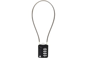 RESET-200 Candado de Combinación de 4 Dígitos con Cable de Acero de 30 cm, Candado de Alta Seguridad para Equipaje, Maleta, Estuche de Armas, Caja de Herramientas, Casco, Negro, Paquete de 1