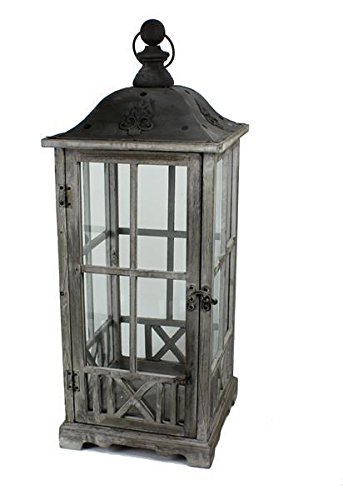 Holzlaterne Laterne Dekolaterne grau-braun 19x19x45,5 cm