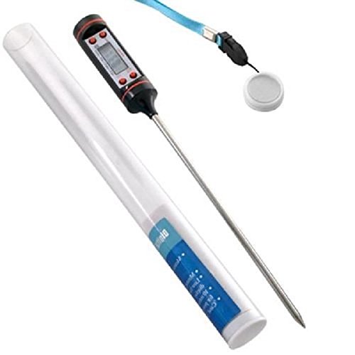 CAOLATOR Digitale Thermometer Küchenthermometer Haushaltsthermomete sofort lesbar mit langer Sonde, LCD-Bildschirm, Korrosionsschutz. Ideal für Braten, Grill, BBQ und Badewasser