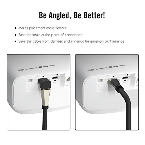 MoKo HDMI Adapter 90°, [2 Stück] High Speed Right Angle Gold Plated HDMI Stecker Male auf Female Buchse Kabel Konverter für 3D / Ethernet, Five TV, 4K/HD TV, Schwarz - 2