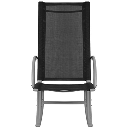 vidaXL 2x Garten Schaukelstuhl Gartenstuhl Relaxstuhl Liegestuhl Gartenmöbel Schwarz - 5