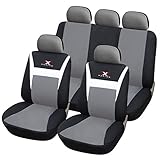 Mit dreifach teilbarer Rücksitzbank, Kopfstützenöffnungen mit Klettverschluss